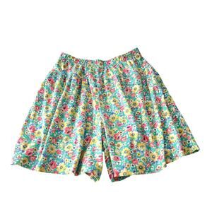 Vintage Shorts Womens Medium Jersey Floral Elastic Waist Cottagecore Twee Y2K